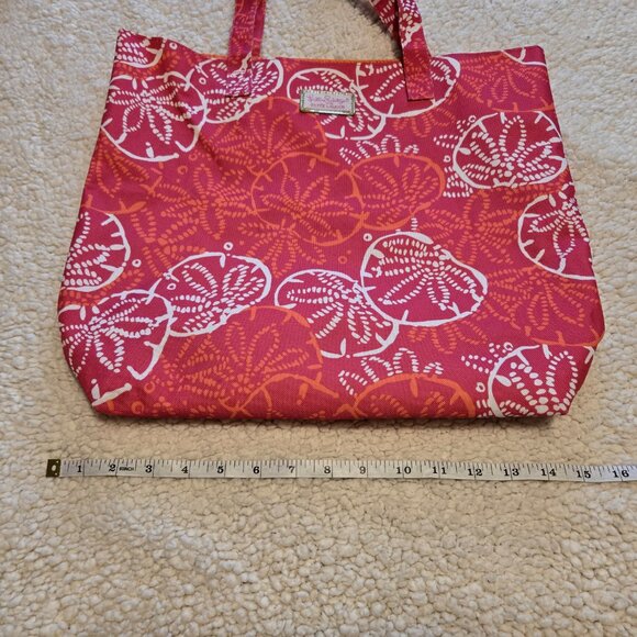 Lilly Pulitzer for Estee Lauder Pink & White Sand Dollar Cotton Canvas Tote Bag - Picture 8 of 13